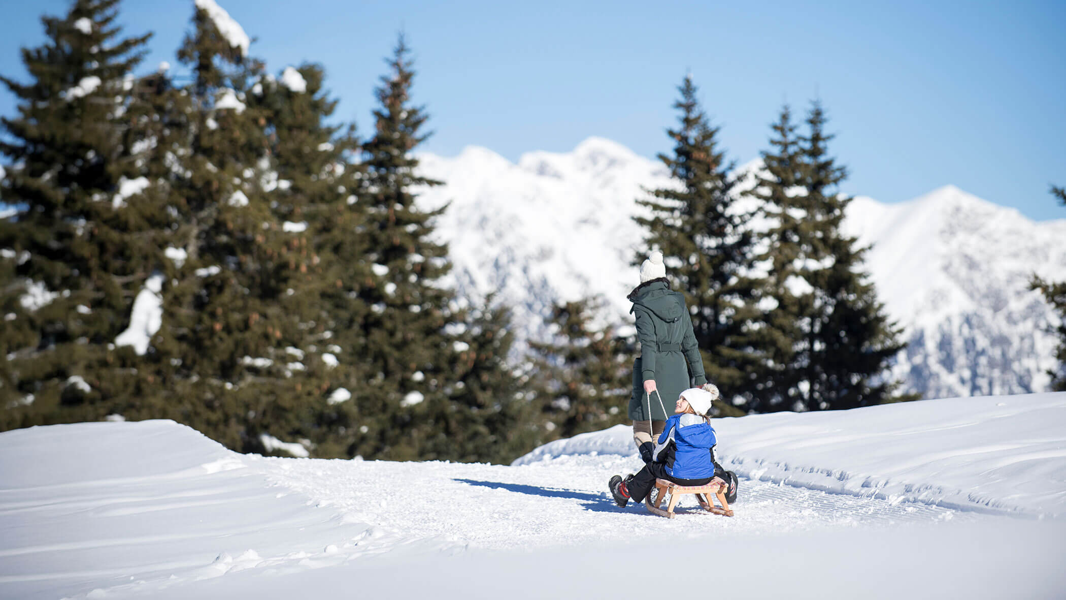 Una persona che scia su una pista innevata con un slittino