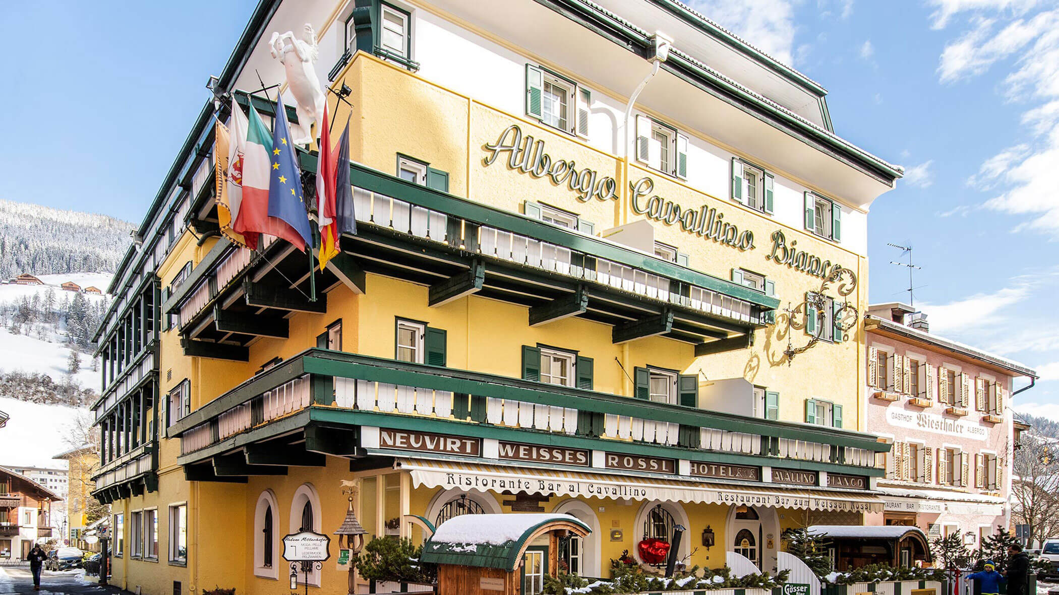 Vista esterna dell´albergo Cavallino Bianco